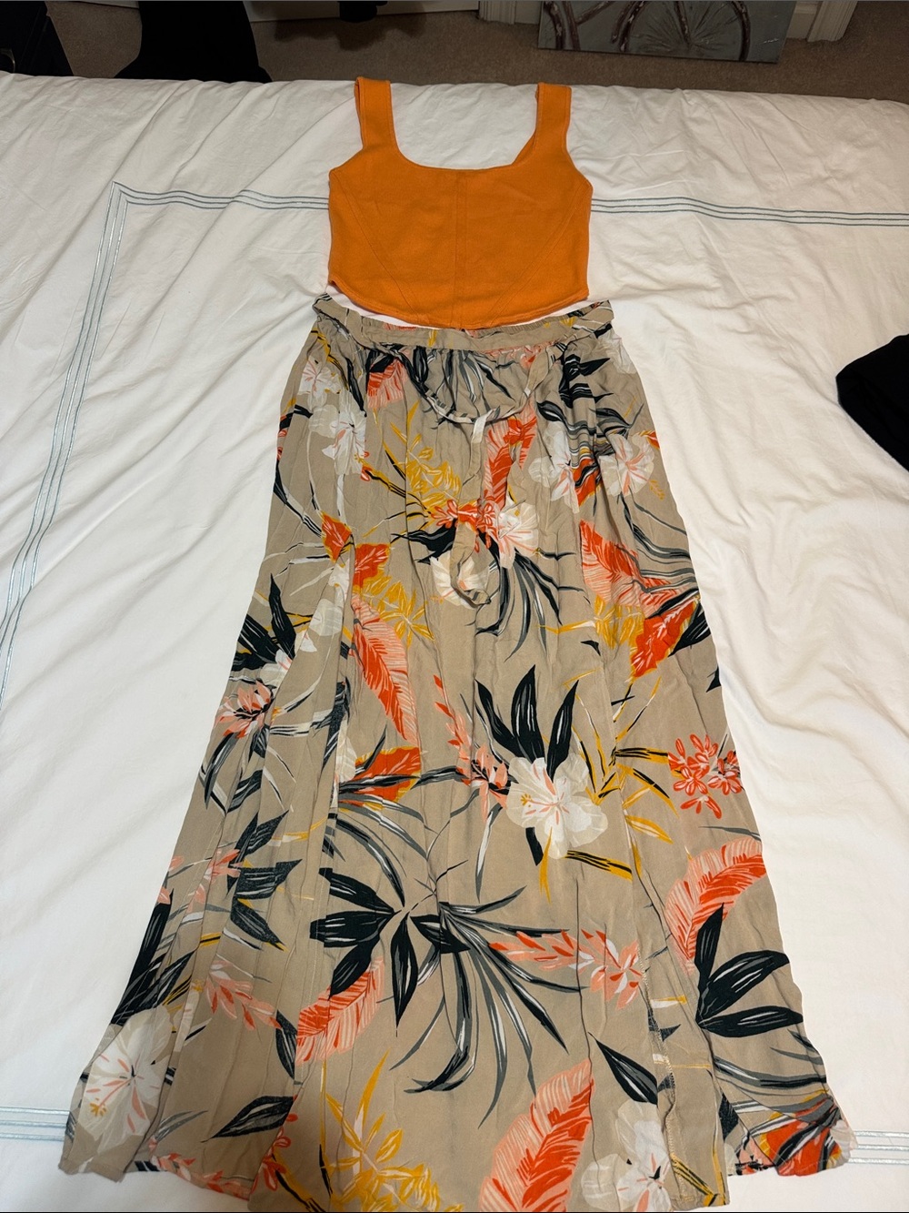 Floral Print Maxi Skirt and tank